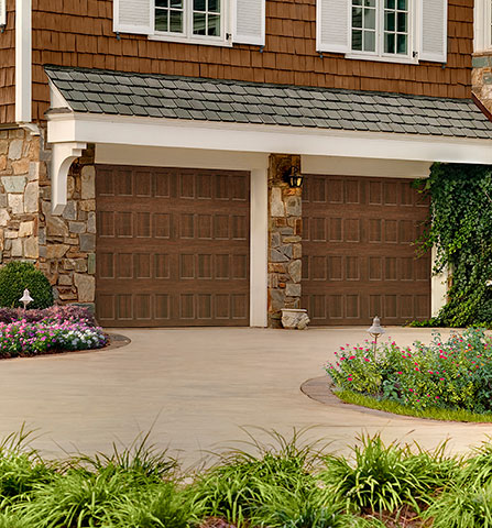 Heritage Carriage House Recessed Walnut Garage Door
