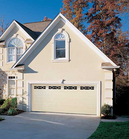 Olympus Long Panel Almond Garage Door